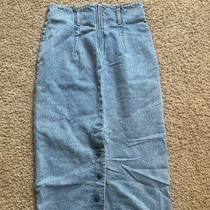 90s Retro long denim skirt